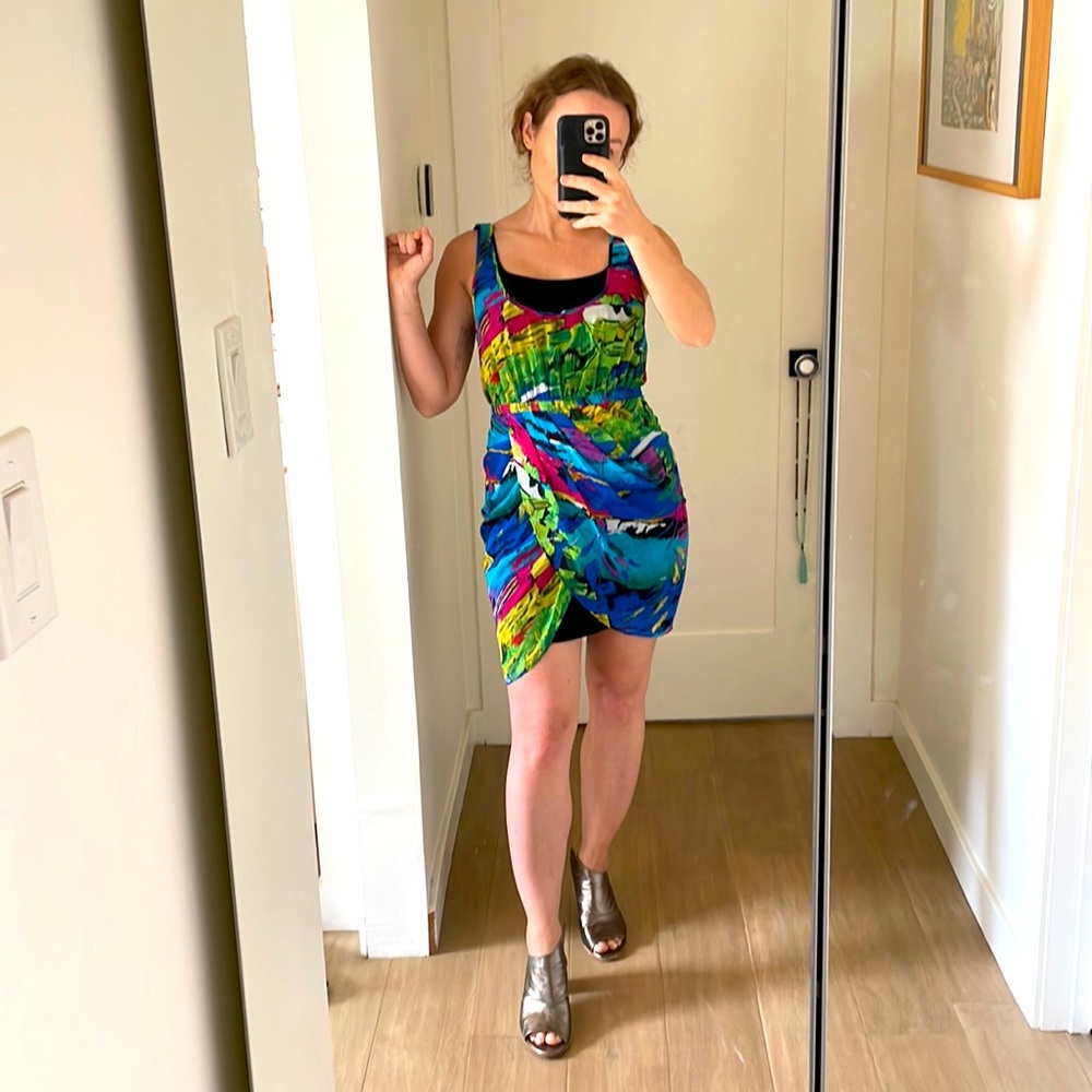 Factory by Eric Hart dress, multi tiered, sundress, silk and chiffon